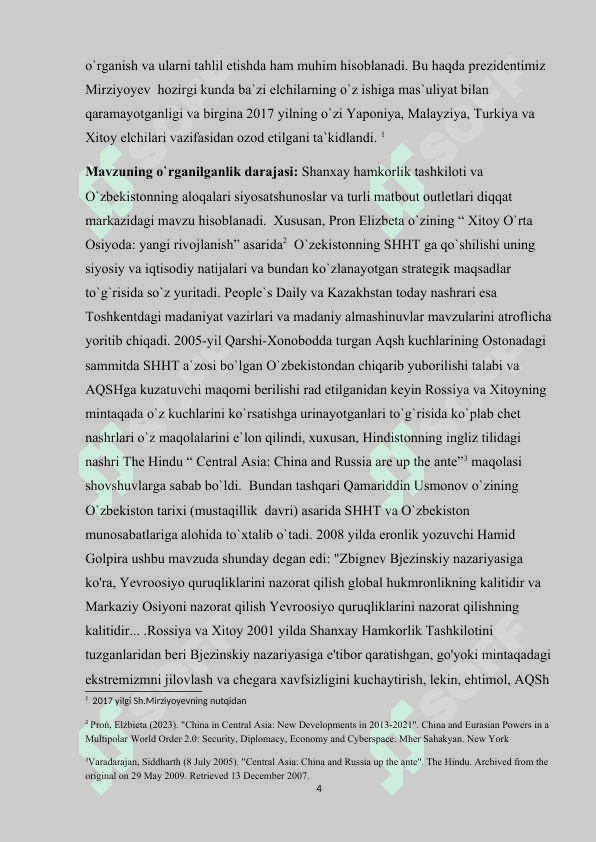 O`zbekistonning SHHTda tutgan o`rni 4