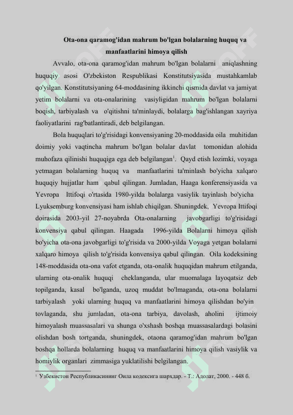OTA-ONA QARAMOG'IDAN MAHRUM BO'LGAN BOLALARNI JOYLASHTIRISH 4