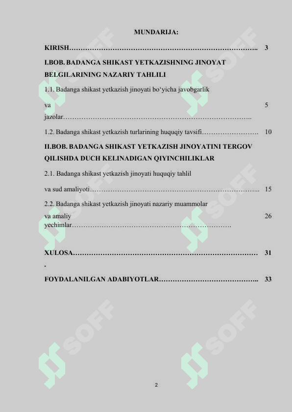 BADANGA SHIKAST YETKAZISH JINOYATNING JINOIY HUQUQIY TAVSIFI (NAZARIY VA AMLIYOT) 2
