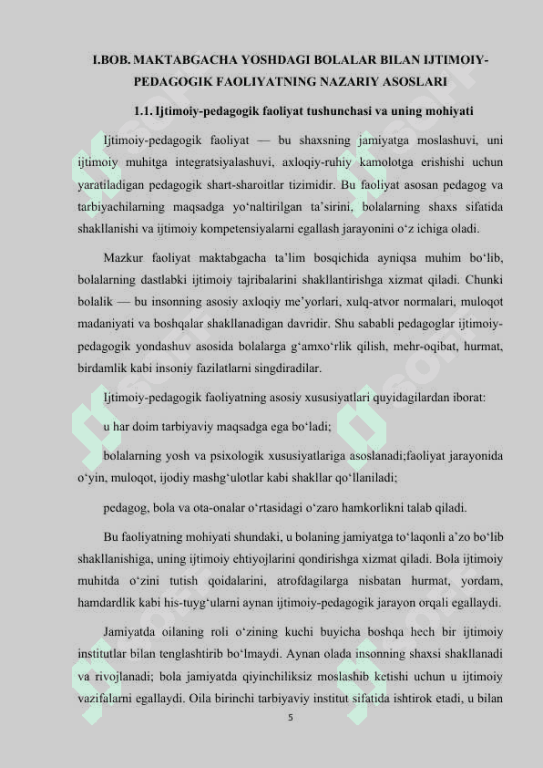 MAKTABGACHA YOSHDAGI BOLALAR BILAN OLIB BORILADIGAN IJTIMOIY-PEDAGOGIK FAOLIYAT. 5