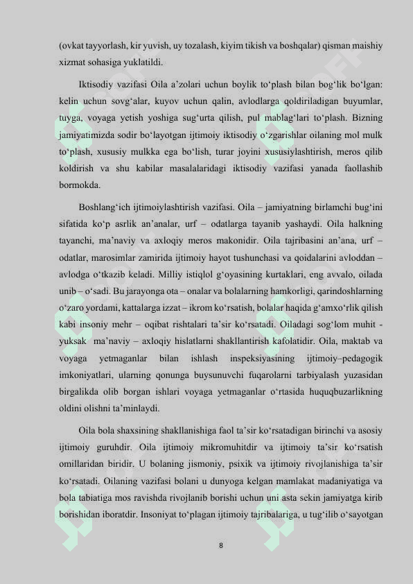 MAKTABGACHA YOSHDAGI BOLALAR BILAN OLIB BORILADIGAN IJTIMOIY-PEDAGOGIK FAOLIYAT. 8