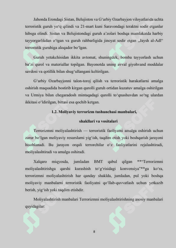 TERORIZMNI MOLIYALASHTIRISH JINOYATNING JINOIY-HUQUQIY TAVSIFI (NAZARIY VA AMALIYOT) 8