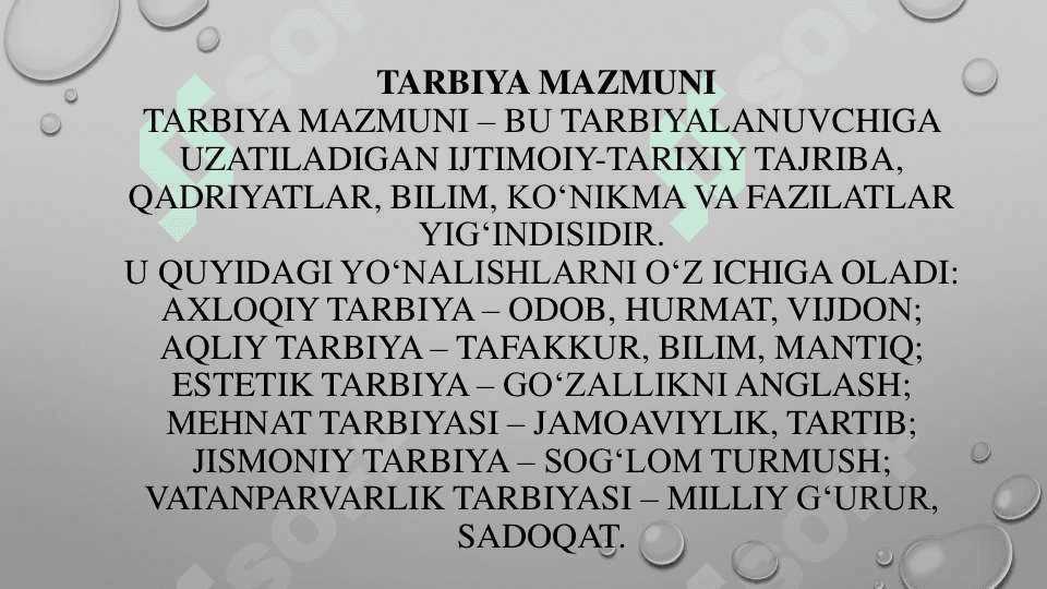 Tarbiya jarayonining mohiyati va mazmuni 7