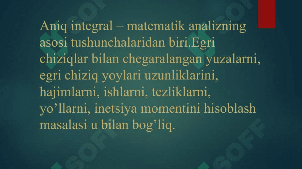 Aniq integralning tatbiqlari 3