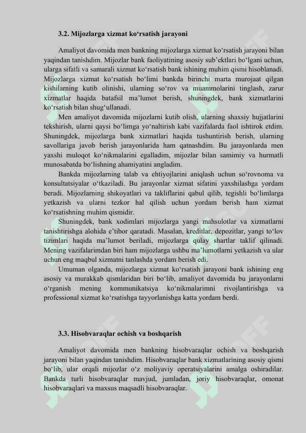Amaliyot hisoboti Bankda (Universal) 5