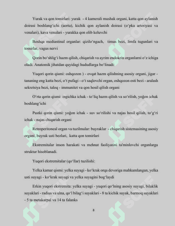 Odam tana qismlari tuzilishi  va funktsiyalari 8