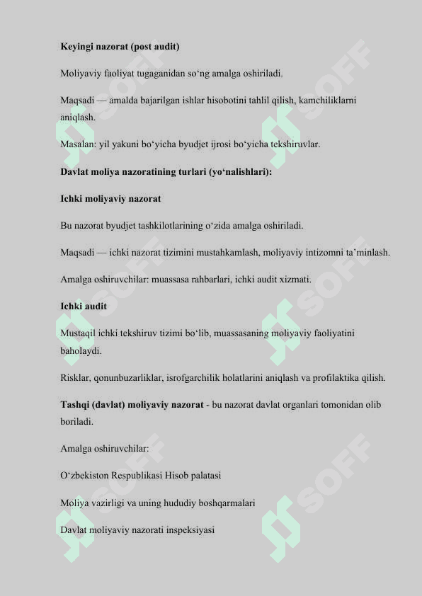 Davlat moliyaviy nazorat tushunchasi 7