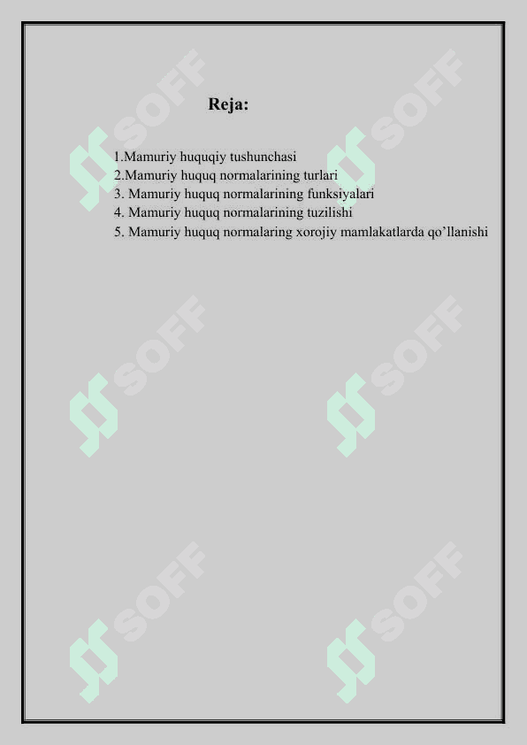 MA’MURY  HUQUQ  NORMALARINING TURLARI, ULARNING FUNKSIYALARI  VA TUZILISHI 2