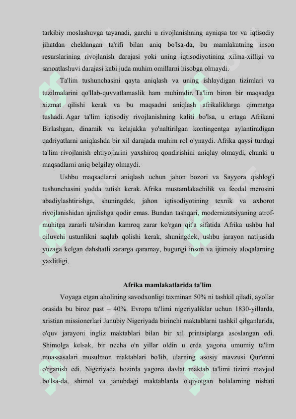 Afrika mamlakatlarida ta’lim muammolari va tarbiya jarayonlari 4