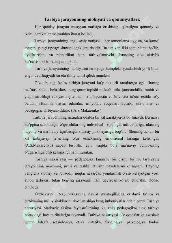 Tarbiya fanining ilmiy nazariy va metodologik asoslari 2
