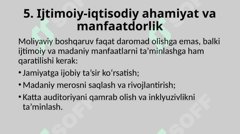 Madaniyat va san'at sohasida moliyaviy boshqaruvning asosiy tamoyillari 6