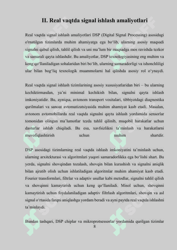DSP ga asoslangan o rnatilgan tizimlar 8