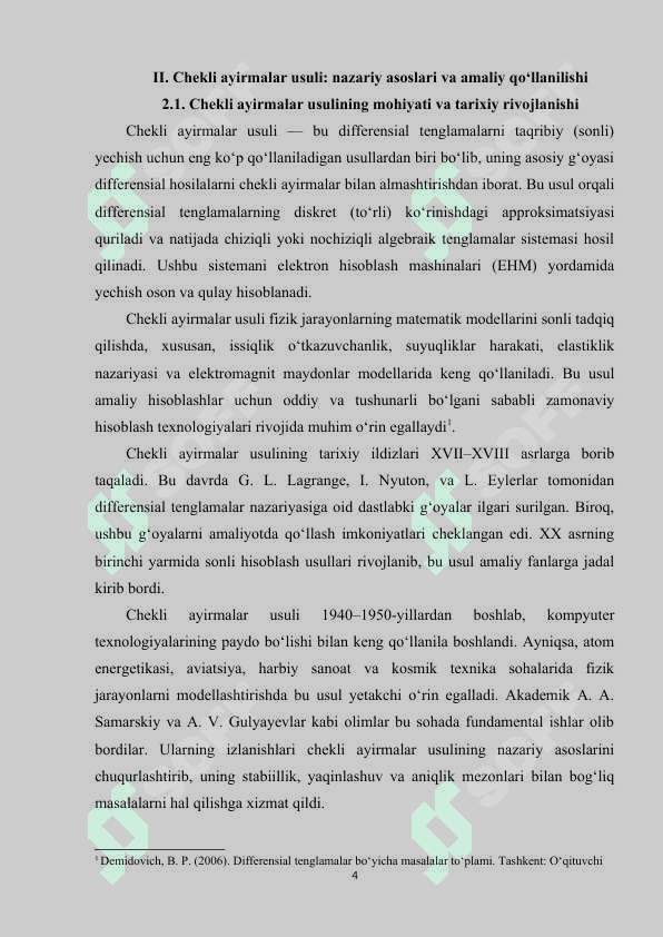 Chekli ayirmalar usuli. Variatsion usullar haqida tushuncha 4