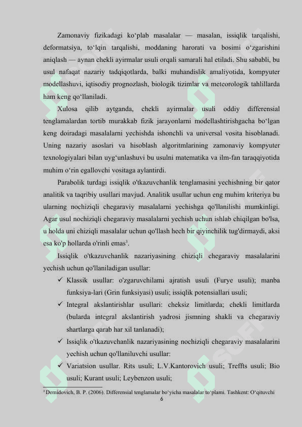 Chekli ayirmalar usuli. Variatsion usullar haqida tushuncha 6