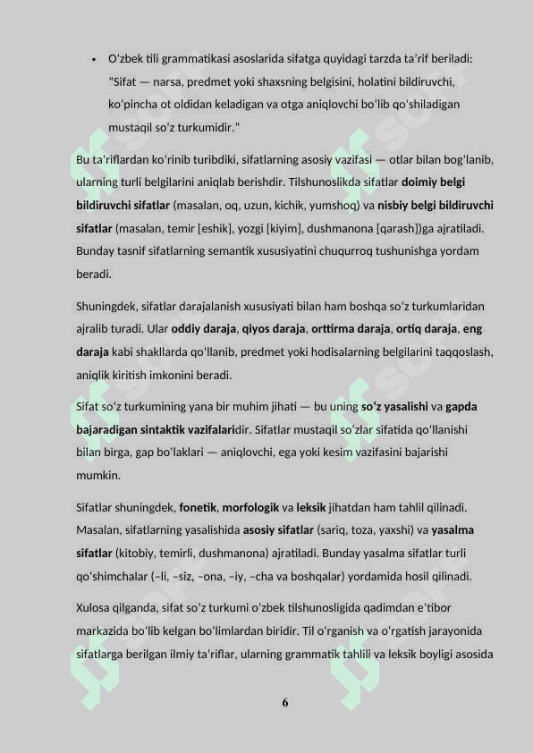 BOSHLANGʻICH SINFLARDA "SIFAT" SOʻZ TURKUMINI OʻRGANISH 6