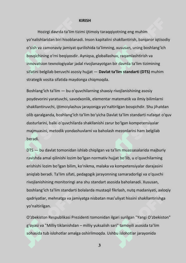 DAVLAT TA'LIM STANDARTI (BOSHLANGʻICH TA'LIM)NING MOHIYATI VA MAZMUNI 3