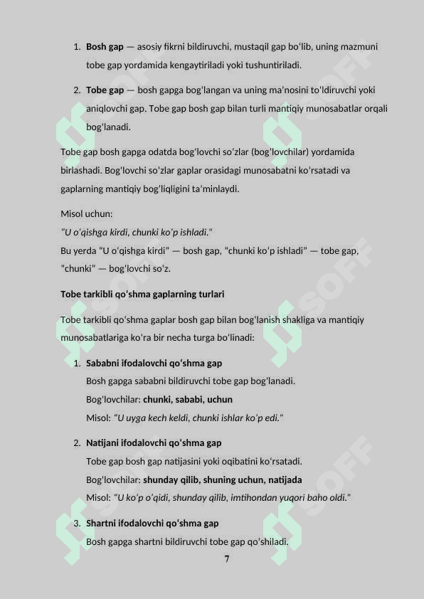 BADIIY MATNDA TOBE TARKIBLI QO‘SHMA GAPLAR 7
