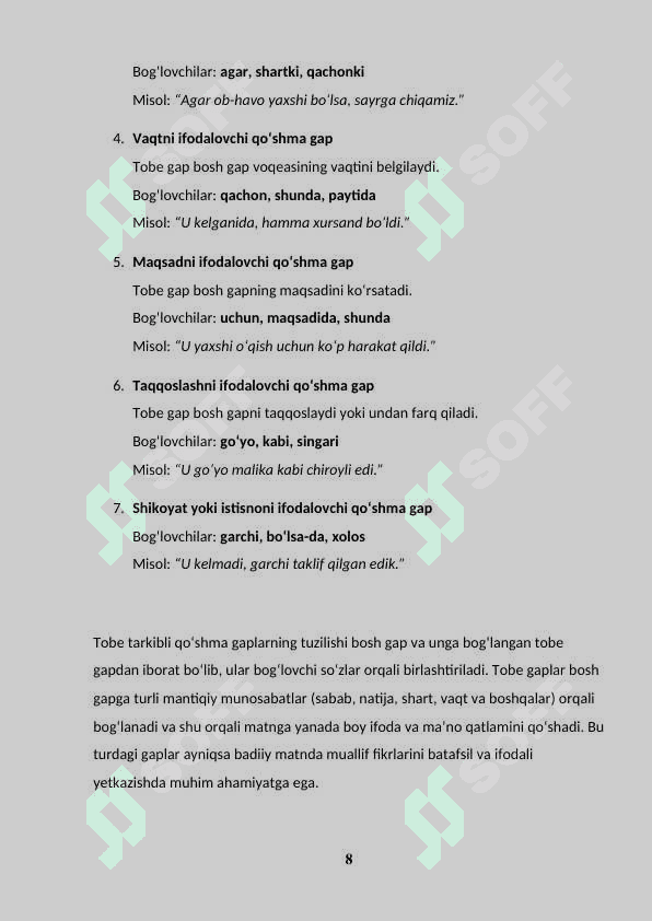 BADIIY MATNDA TOBE TARKIBLI QO‘SHMA GAPLAR 8