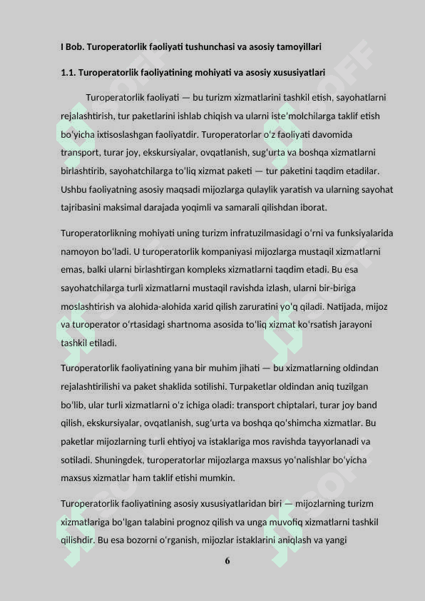 TUROPERATORLIK FAOLIYATINI RIVOJLANISHIDA YEVROPA ITTIFOQI MAMLAKATLARI TAJRIBASI 6
