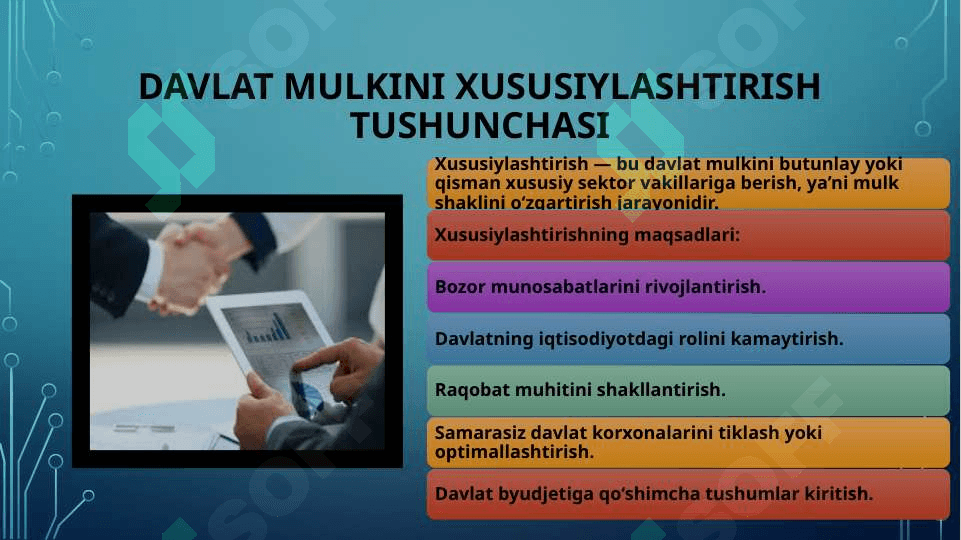 Davlatning mulkini xususiylashtirish va boshqarish siyosati. 3