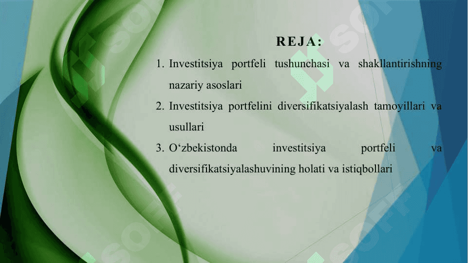 Investitsiya portfelini shakllantirish va diversifikatsiyalashuvi 2