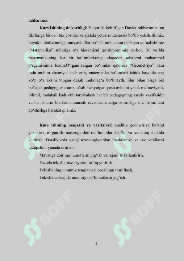 Fazoda tekislikning turli tenglamalari Fazoda tekislikning o`zaro vaziyati. Fazoda tekisliklarning o`zaro vaziyati 4