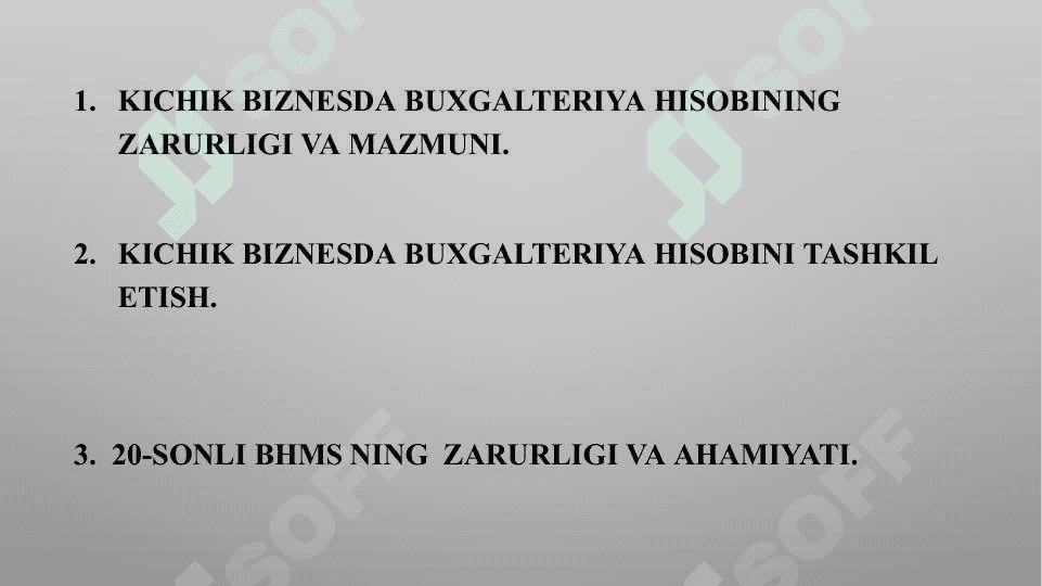 Kichik korxonalarda buxgalteriya hisobini yuritish. 2