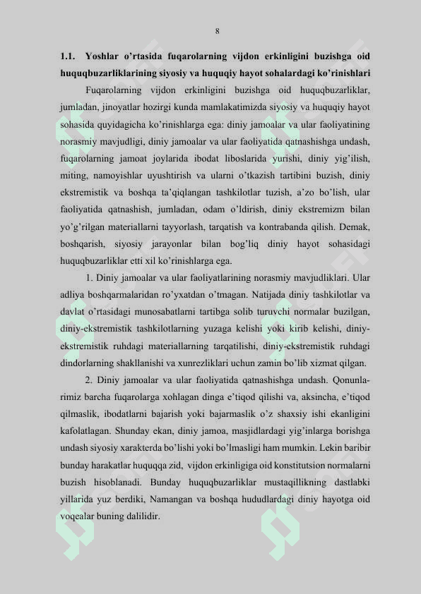 Yoshlar o’rtasida vijdon erkinligiga oid huquq buzarliklarni oldini olishda oilaning o’rni 8