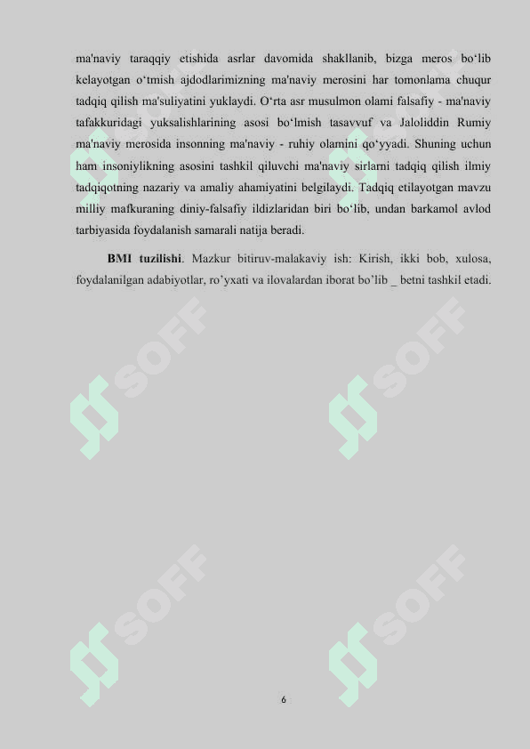 Jaloliddin Rumiyning “Masnaviyi  ma’naviy” asarining yoshlar  tarbiyasidagi o’rni va roli 6
