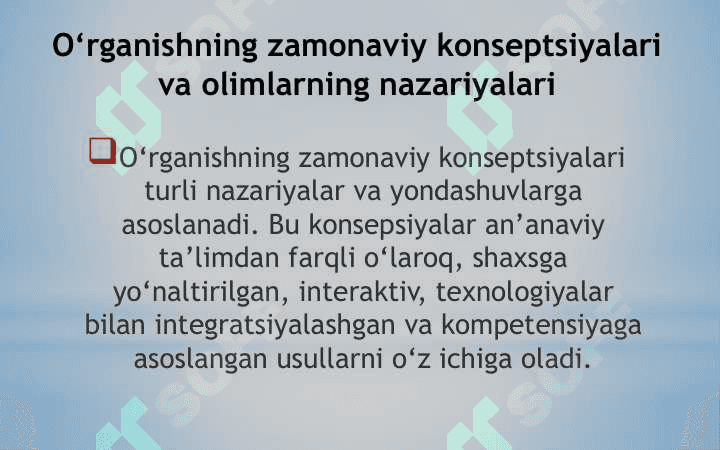 O'rganishning zamonaviy konsepsiyalari 3