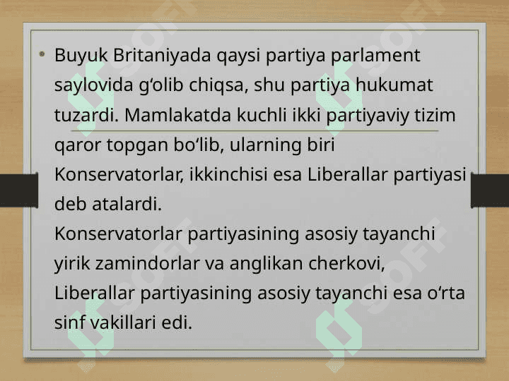 XIX asrning oxirgi choragida Buyuk Britaniyaning siyosiy rivojlanishi 3