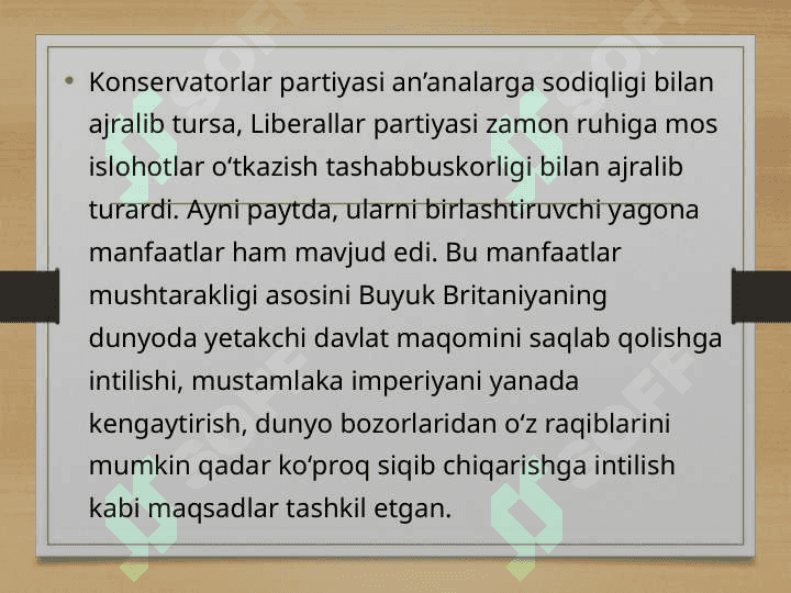 XIX asrning oxirgi choragida Buyuk Britaniyaning siyosiy rivojlanishi 4