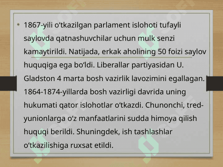 XIX asrning oxirgi choragida Buyuk Britaniyaning siyosiy rivojlanishi 7