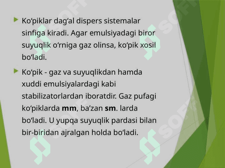 Ko'piklar va ularning agregativ barqarorligi hamda ularga ta'sir etuvchi omillar 2