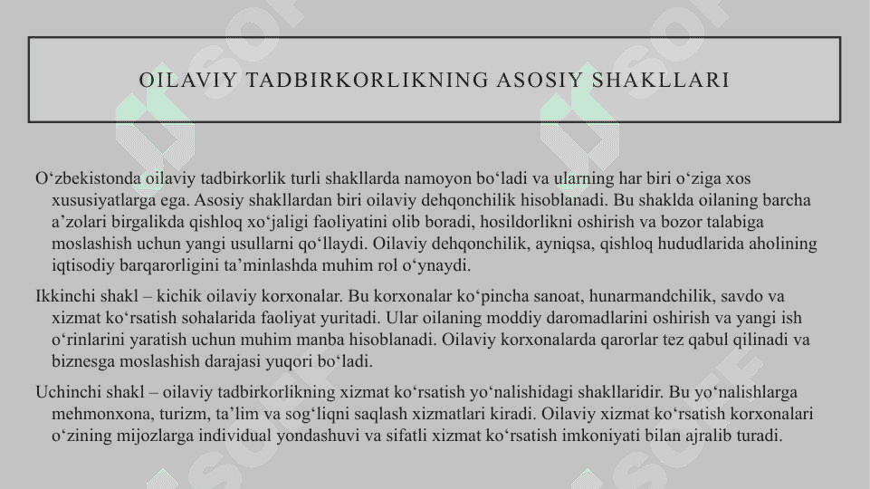Ozbekistona oilaviy tadbirkorlikni rivojlantirishning oziga hos xususiyatlari 6