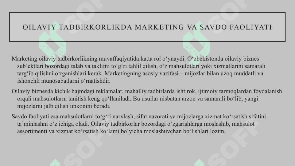 Ozbekistona oilaviy tadbirkorlikni rivojlantirishning oziga hos xususiyatlari 8