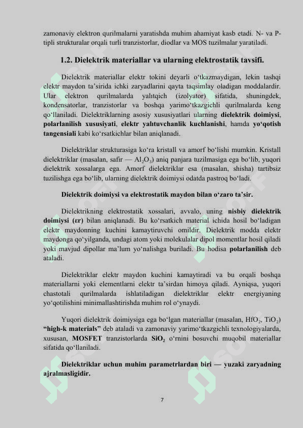 Kurs ishi. dielektrik-yarimo'tkazgich kontakti 7