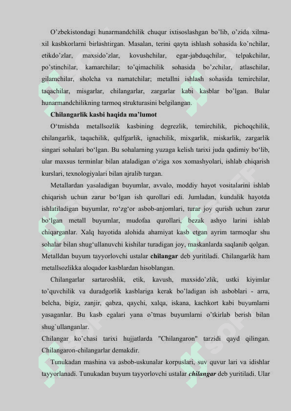 CHILANGARLIK ISH STOLI TUZILISHI XAKIDA UMUMIY MA’LUMOT 2