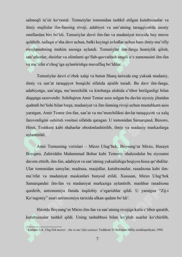 Temuriy shahzodalar faoliyatida kitobatga e’tibor kurs ishi 7