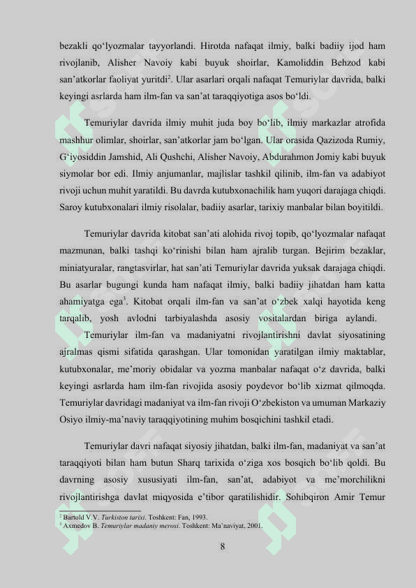 Temuriy shahzodalar faoliyatida kitobatga e’tibor kurs ishi 8