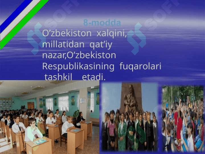 1992-yilda 8-dekabrda O’zbekiston  Respublikasining  Konstitutsiyasi                                                                                                qabul   qilingan 6