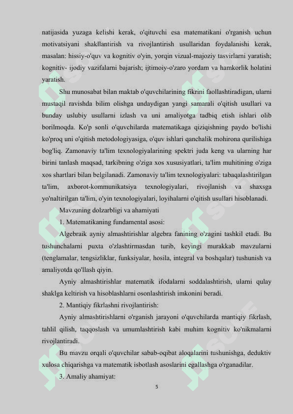 Algebraik ayniy almashtirishlarni o'qitish metodikasi 3
