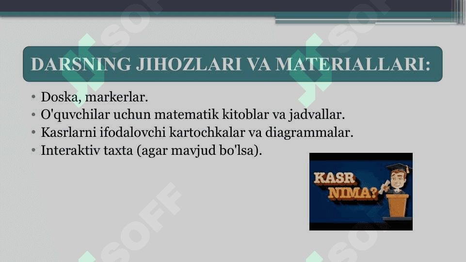 4-sinf uchun matematika va o'qitish fanidan integratsiyalashgan dars ishlanmasi 4