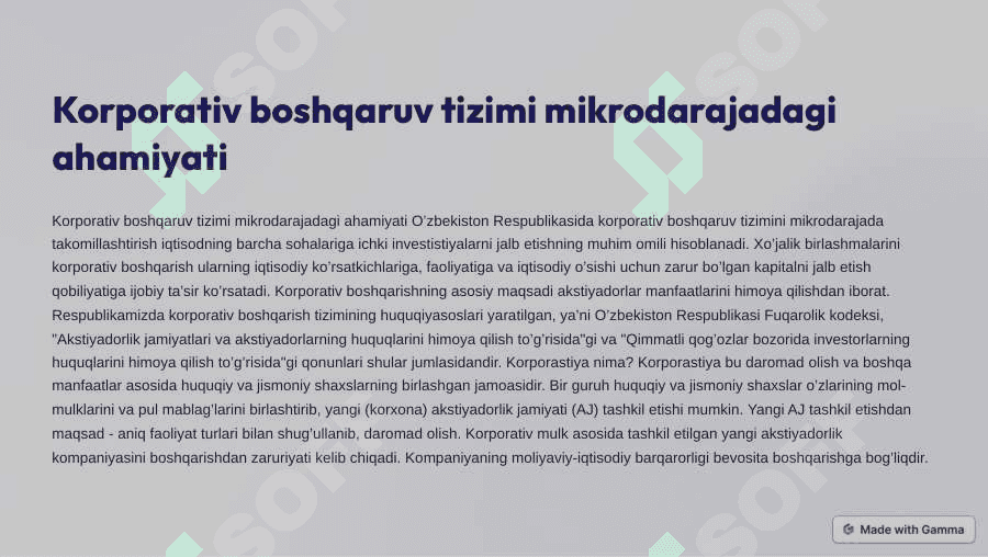 Korporativ boshqaruv tizimi mikrodarajada va makrodarajada 3