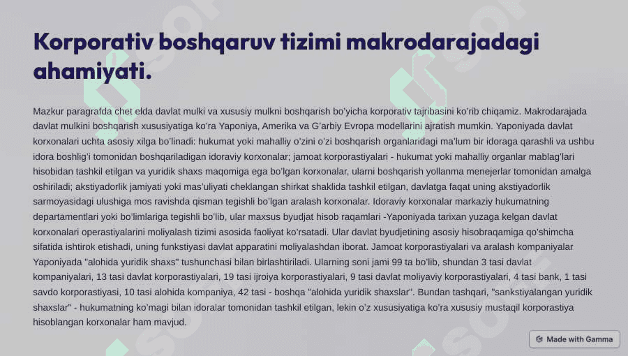 Korporativ boshqaruv tizimi mikrodarajada va makrodarajada 4
