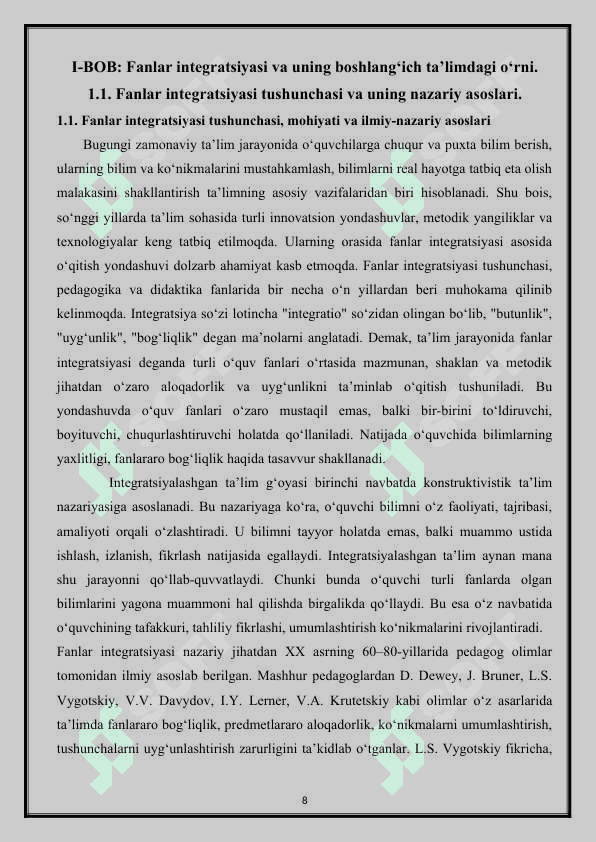 4-sinf O‘qish savodxonligi darsligidagi ,,Qiziqishlardan kasblargacha" bo'limini fanlar integratsiyasi asosida o‘rganish. 8