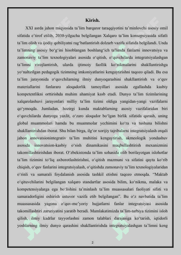 3-sinf  Oʻqish savodxonligi darsligidagi "Bola boshidan" boʻlimini fanlar integratsiyasi asosida oʻrganish. 2