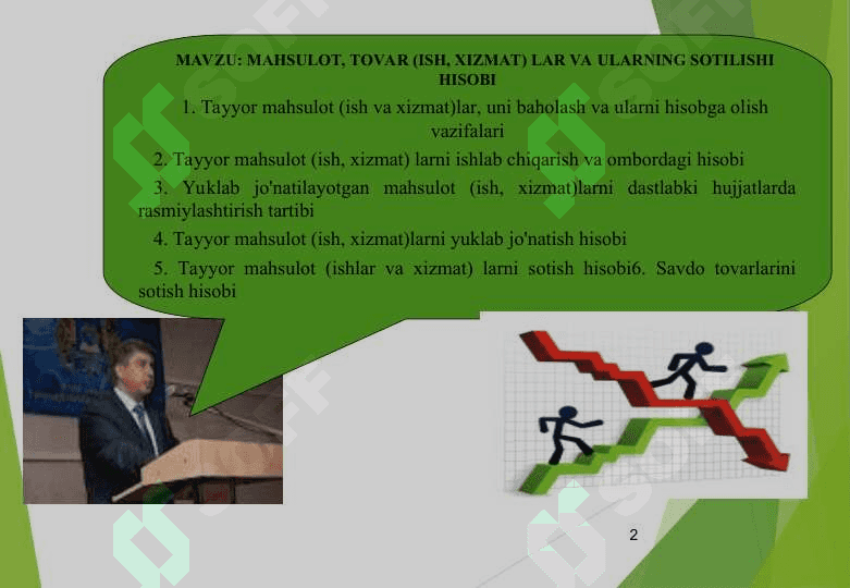 MAHSULOT, TOVAR (ISH, XIZMAT) LAR VA ULARNING SOTILISHI HISOBI 2