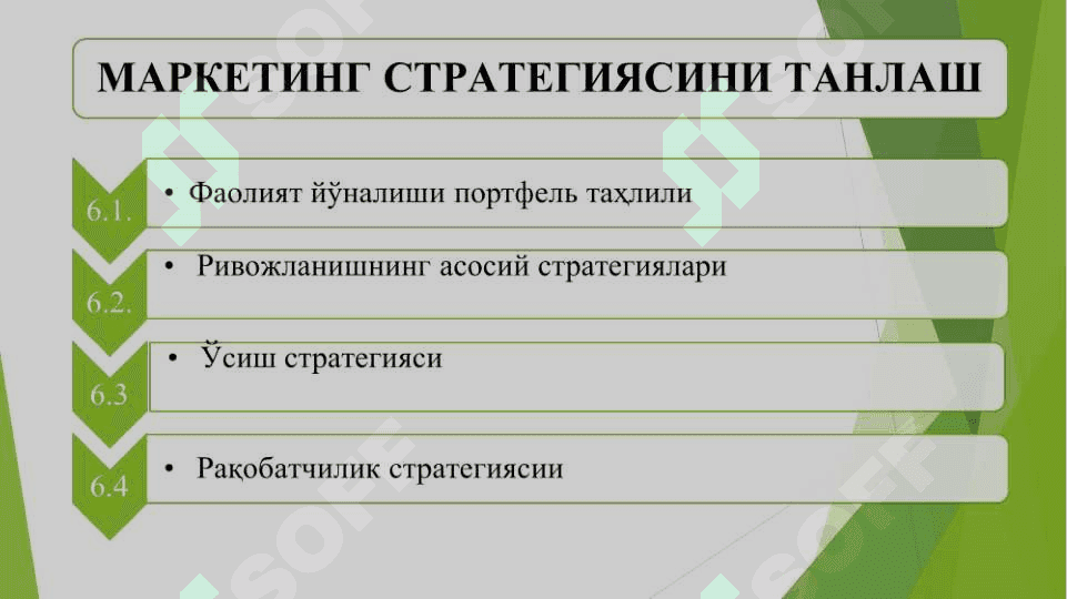 МАРКЕТИНГ СТРAТЕГИЯСИНИ ТAНЛAШ 2