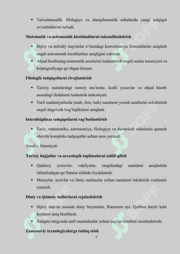Abjad hisobi. Ta'rix moddasini hisoblash. Hijriy va milodiy yillarni hisoblash yo'llari. "Muammo"ni yechish usullari 7